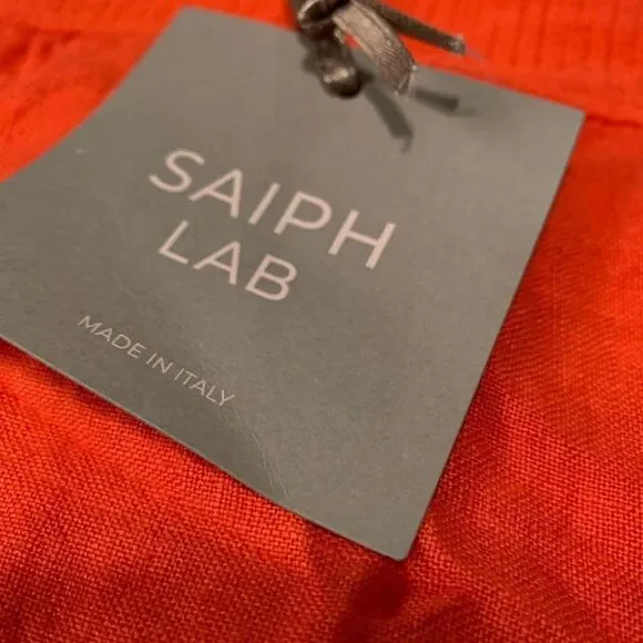 New Saiph Lab Womens Orange 100% Linen Shirt Plus Size 3X Top‎ Made Italy - Picture 3 of 7